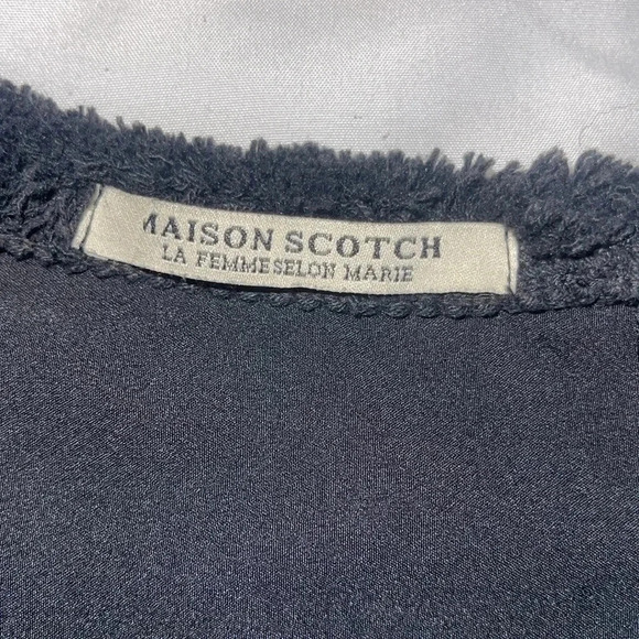 Maison Scotch Mademoiselle Black Aztec Fringe Tunic Dress 3/4 Sleeve - Size 3 - Picture 4 of 6